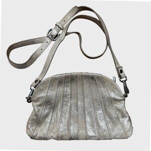 Vtg y2k Indie Sleaze Kooba Small Metallic Leather Crossbody Festival Bag Boho